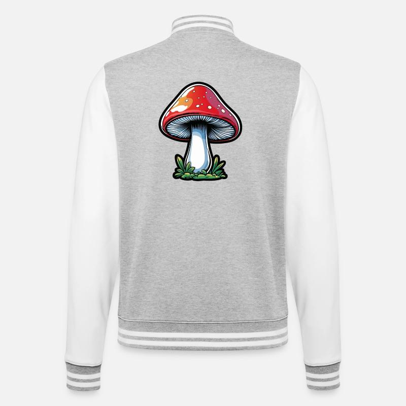 Red Toadstool Popart Design - College Sweat Jacket - heather grey/white