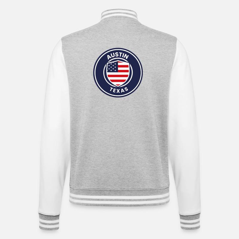 Austin Texas Shield Emblem - College-Sweatjacke - Grau meliert/Weiß