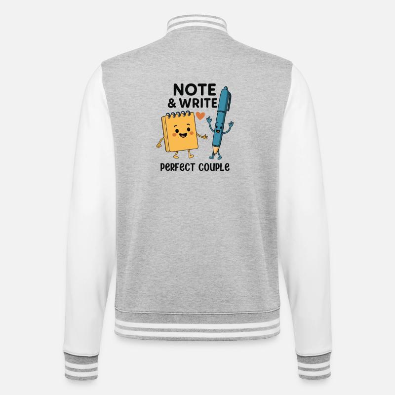 Note & Write Perfect Couple Fun Design - College-Sweatjacke - Grau meliert/Weiß