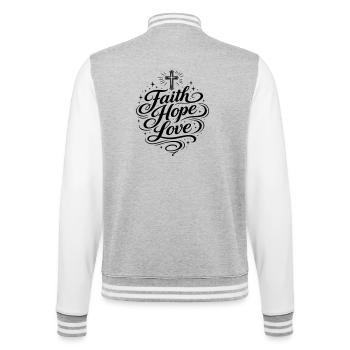 Foi Espoir Amour chrétien - Veste Teddy - gris chiné / blanc - Dos - Marisol (170cm)