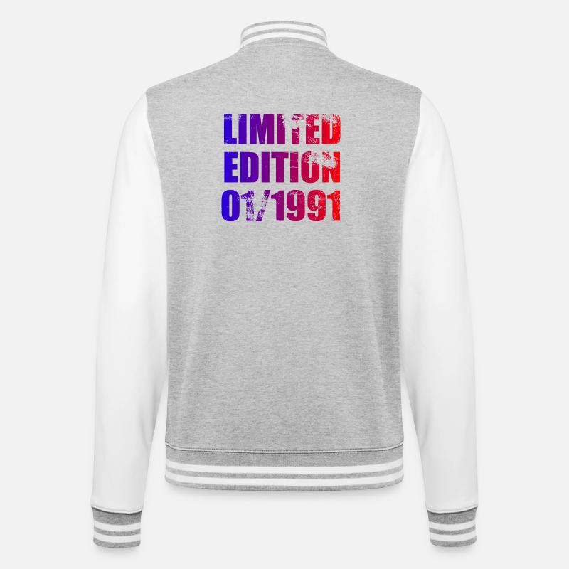 35e anniversaire Édition Limitée 01/1991 - Veste Teddy - gris chiné / blanc