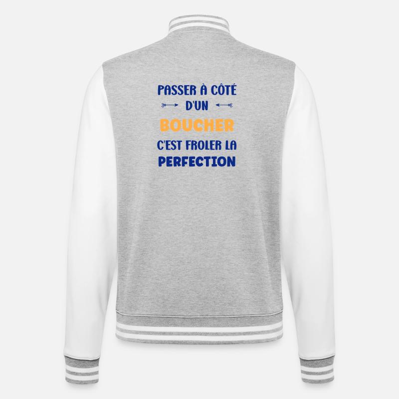 Passer à côté d’un boucher - Veste Teddy - gris chiné / blanc