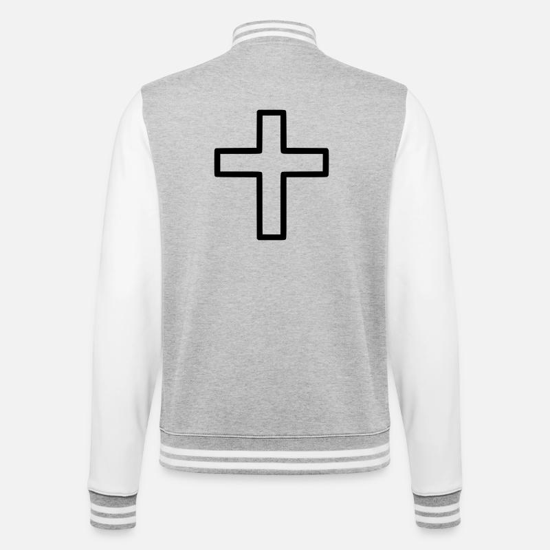 Dickes Kreuz Outline Comic Symbol - College-Sweatjacke - Grau meliert/Weiß