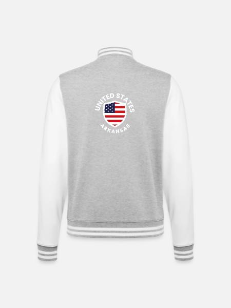 USA Arkansas Shield Design - College Sweat Jacket - heather grey/white