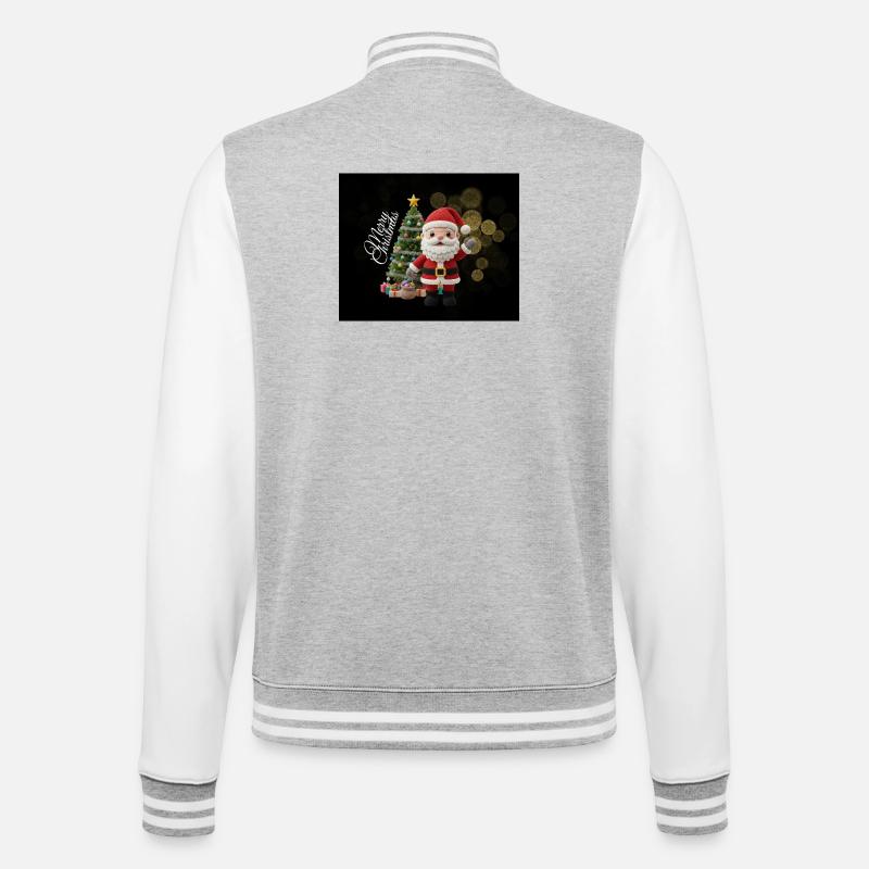 Gestrickter Santa mit Weihnachtsbaum - College-Sweatjacke - Grau meliert/Weiß