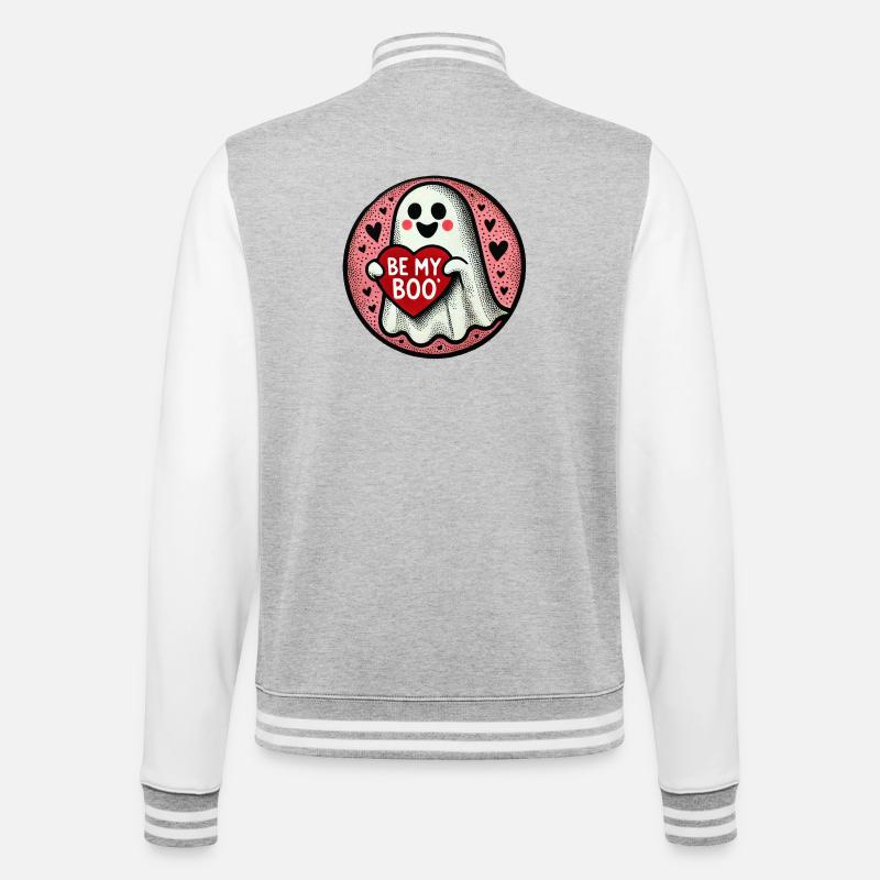 Sei mein Boo Ghost Heart - College-Sweatjacke - Grau meliert/Weiß
