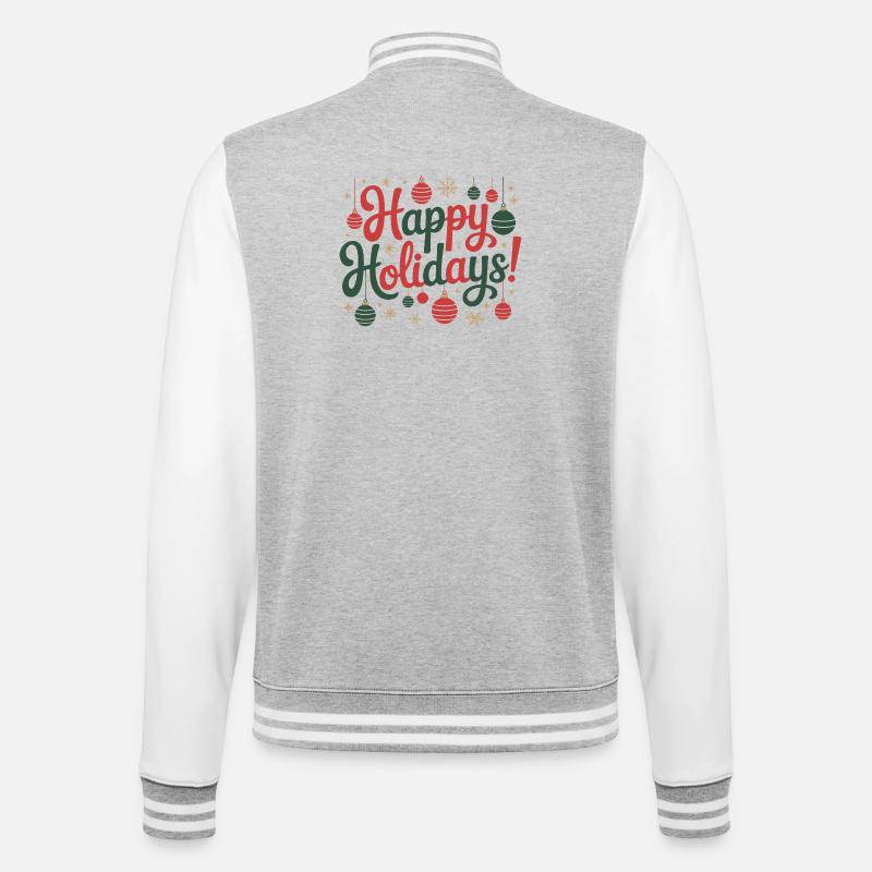 Happy Holidays Ornaments Script - College Sweat Jacket - heather grey/white
