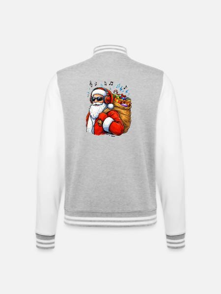 Santa Beats Christmas Music - College Sweat Jacket - heather grey/white
