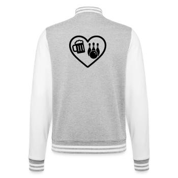 Heart Beer Bowling-Humor - College-Sweatjacke - Grau meliert/Weiß - Hinten - Marisol (170cm)