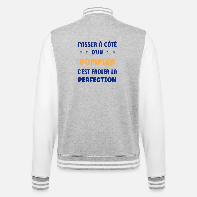 pompier - Veste Teddy - gris chiné / blanc