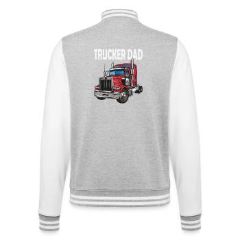 Trucker Dad Truck Motiv - College-Sweatjacke - Grau meliert/Weiß - Hinten - Marisol (170cm)