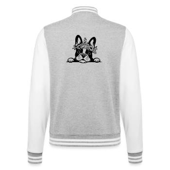 Bouledogue français - Veste Teddy - gris chiné / blanc - Dos - Marisol (170cm)