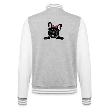 Bouledogue français - Veste Teddy - gris chiné / blanc - Dos - Marisol (170cm)