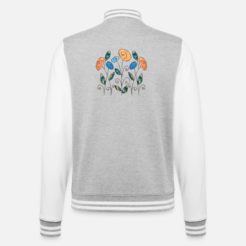Blumen - College-Sweatjacke - Grau meliert/Weiß