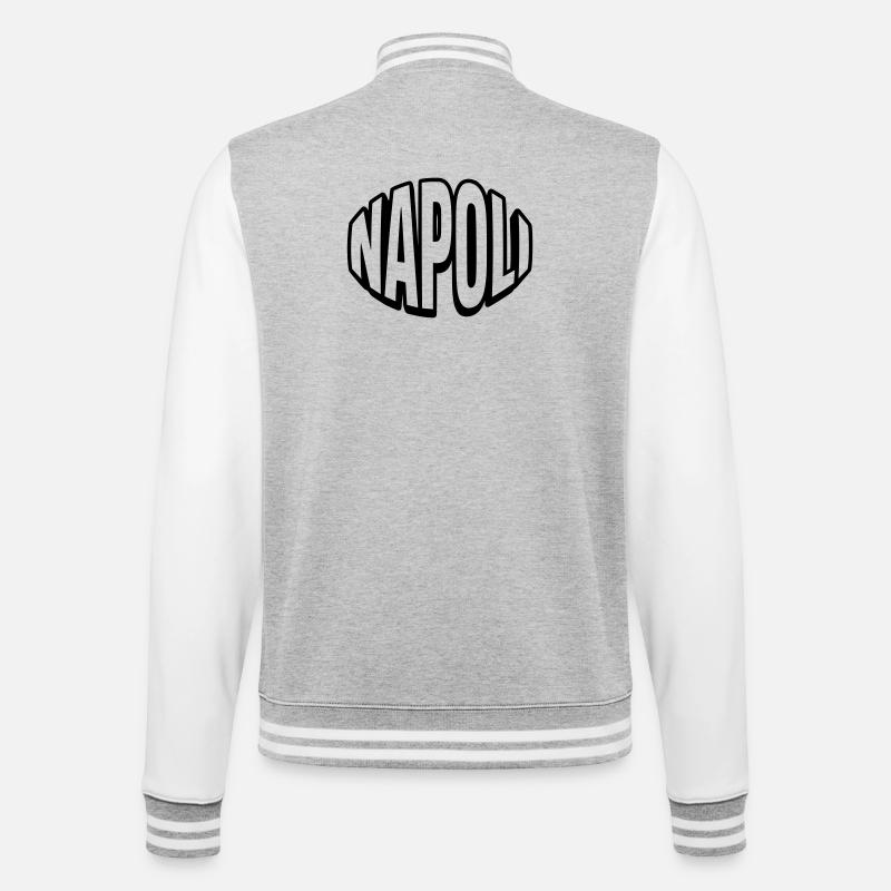 Napoli runde Typografie - College-Sweatjacke - Grau meliert/Weiß