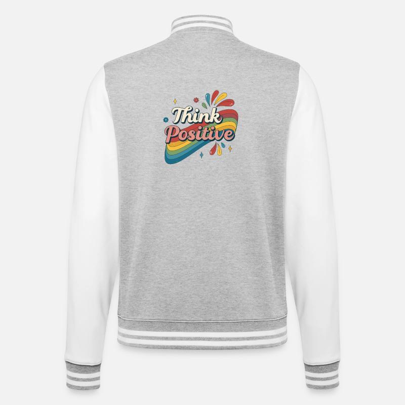 Denken Sie an den positiven Regenbogen - College-Sweatjacke - Grau meliert/Weiß