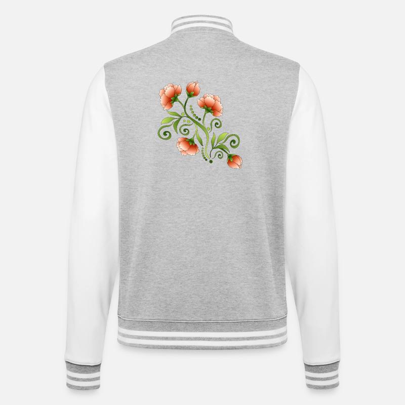 Blumen - College-Sweatjacke - Grau meliert/Weiß