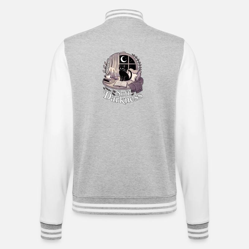 Soft Darkness Cozy Goth Katze - College-Sweatjacke - Grau meliert/Weiß