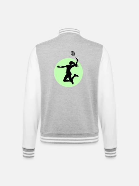 Badminton Player Silhouette – Smash Power - College Sweat Jacket - heather grey/white
