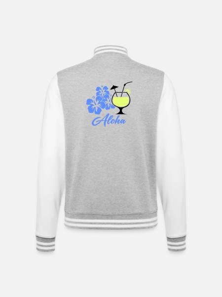 Aloha Hibiscus Tropical Drink - College Sweat Jacket - heather grey/white