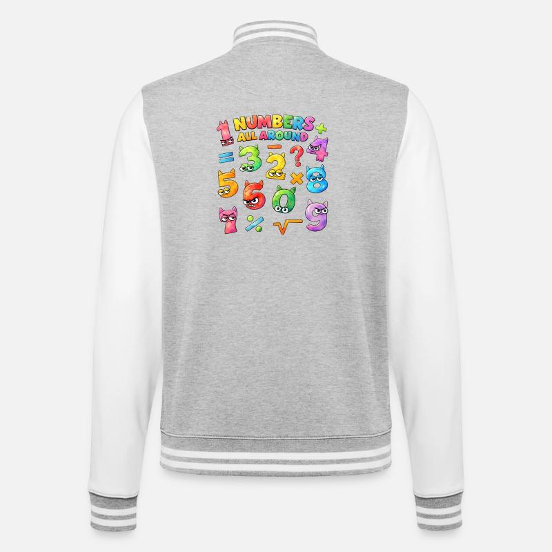 Rainbow Math Faces & Numbers - College-Sweatjacke - Grau meliert/Weiß