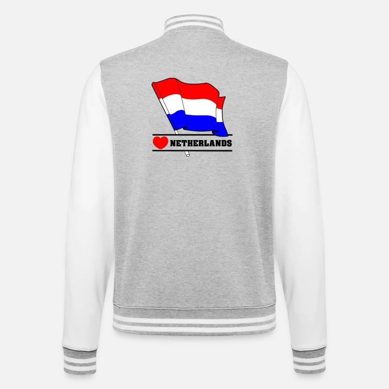 Drapeau des Pays-Bas avec cœur - Veste Teddy - gris chiné / blanc