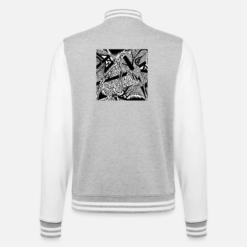 Design abstrait noir et blanc n°4 - Veste Teddy - gris chiné / blanc