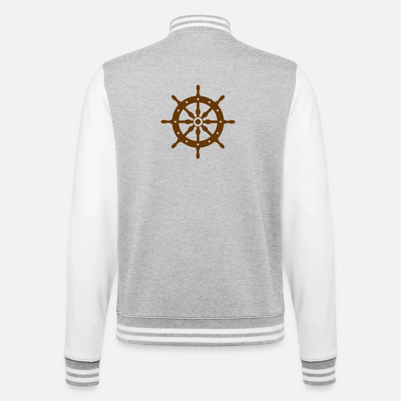 Roue de navire - Veste Teddy - gris chiné / blanc