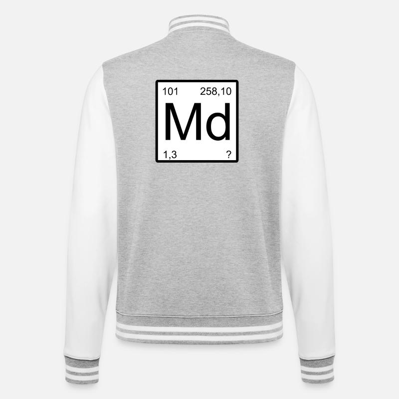 Md Mendelevium Element Monogram - College Sweat Jacket - heather grey/white
