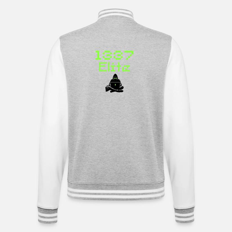 1337 Elite Hacker Squad, Leet Hacker - College-Sweatjacke - Grau meliert/Weiß