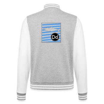 D wie Delfin Buchstaben lernen in der Grundschule - College-Sweatjacke - Grau meliert/Weiß - Hinten - Marisol (170cm)