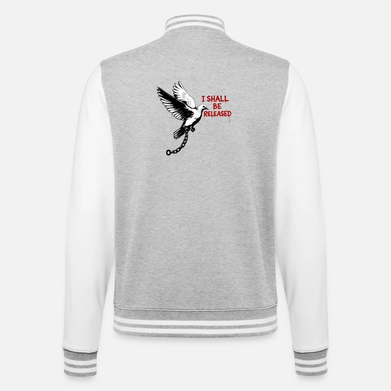 Taube der Befreiung mit Kette - College-Sweatjacke - Grau meliert/Weiß