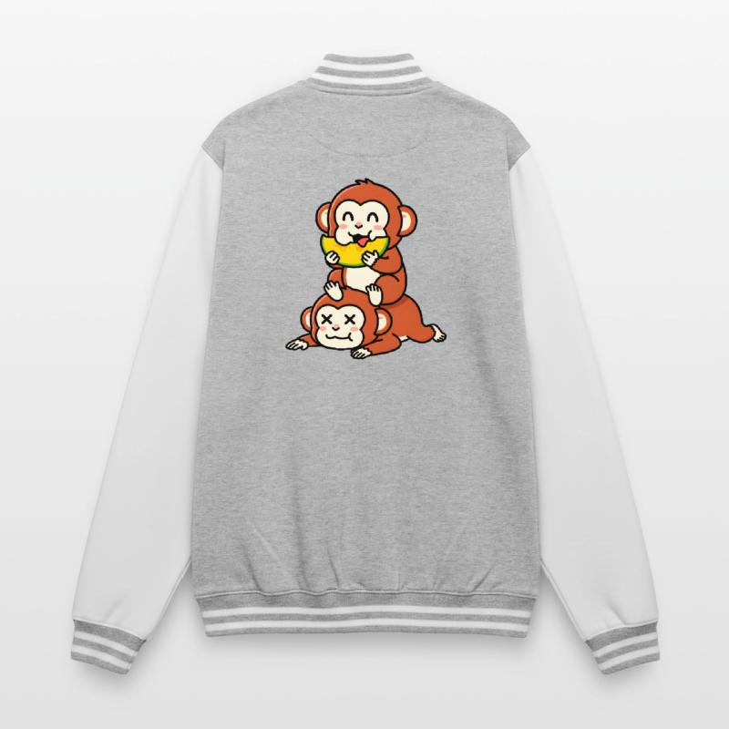 Singe espiègle mangeant de la pastèque sur un ami Veste Teddy