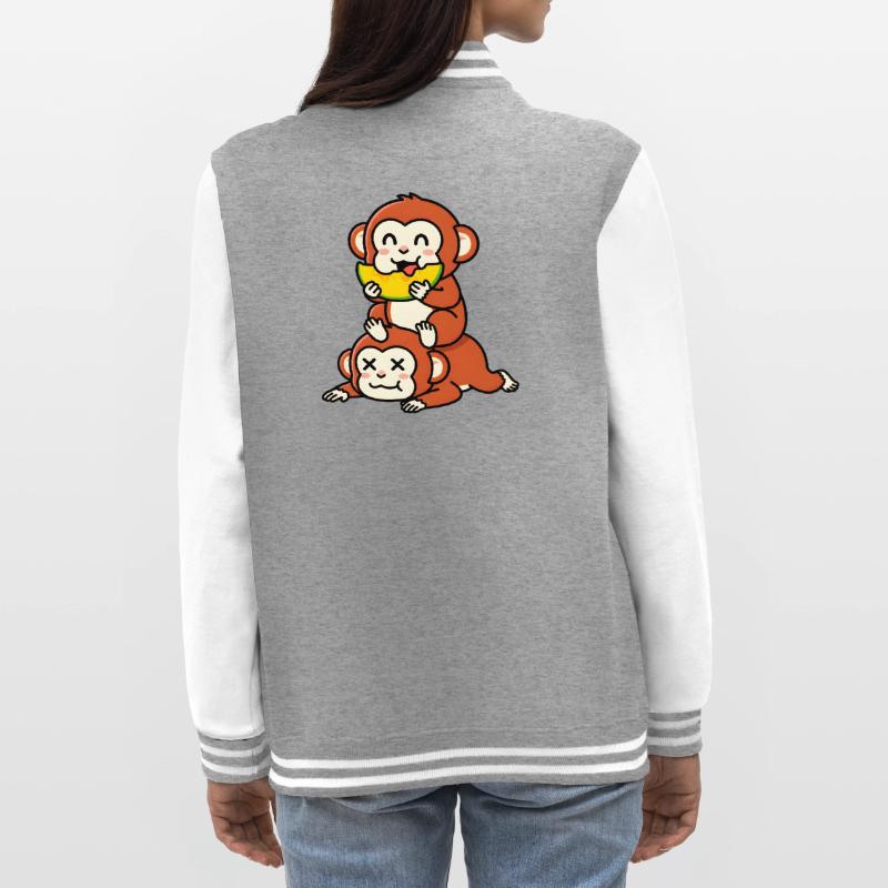 Singe espiègle mangeant de la pastèque sur un ami Veste Teddy