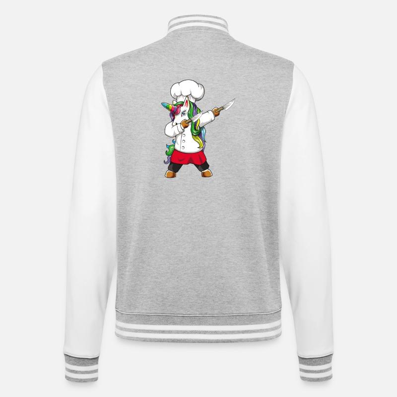 Funny Dabbing Unicorn Chef Cheficorn Culinary Cook - College Sweat Jacket - heather grey/white