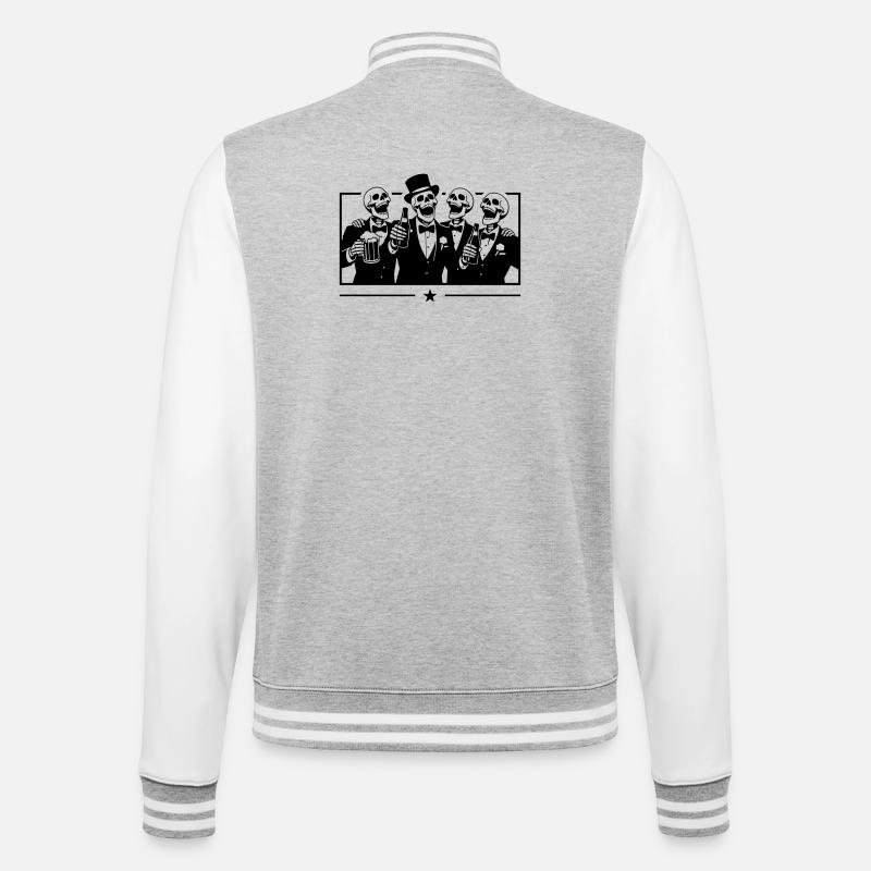 Team Bräutigam Junggeselle Skelett - College-Sweatjacke - Grau meliert/Weiß