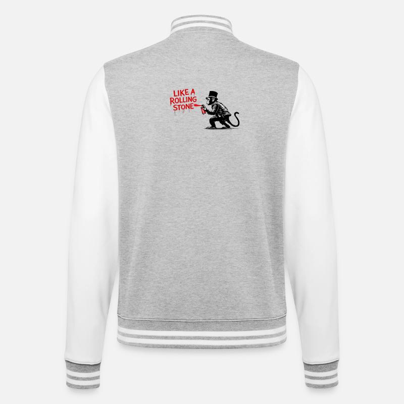 Like a Rolling Stone Monkey - College Sweat Jacket - heather grey/white