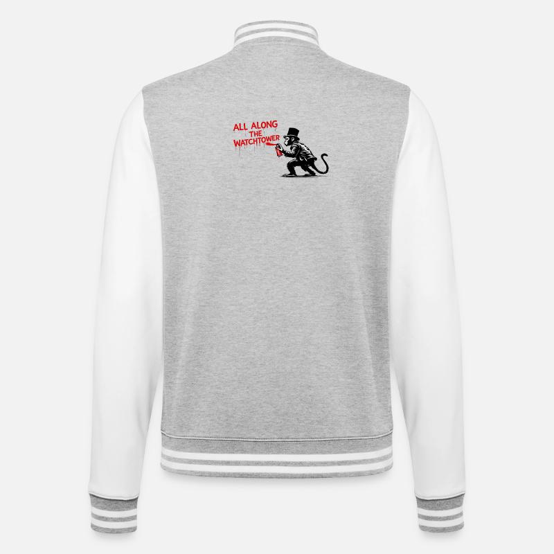 Sprayaffe im Graffiti Stil - College-Sweatjacke - Grau meliert/Weiß