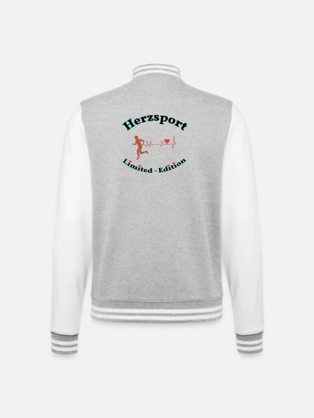 Herzsport - College-Sweatjacke - Grau meliert/Weiß