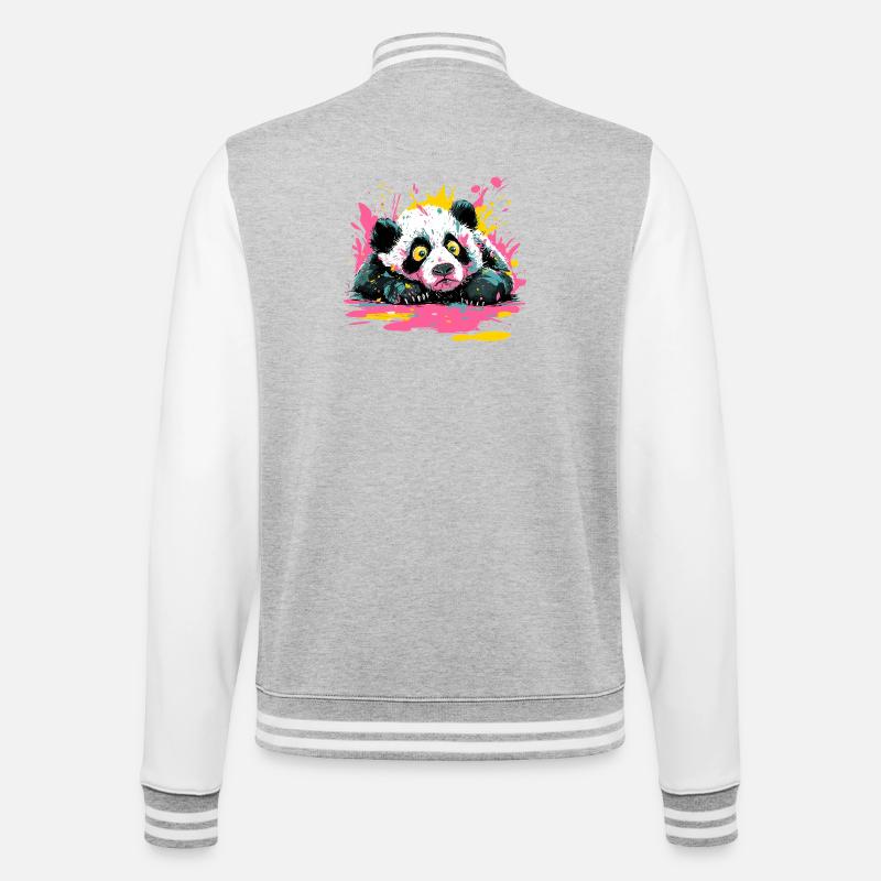Panda Splash Pop-Art Farbspritzer - College-Sweatjacke - Grau meliert/Weiß
