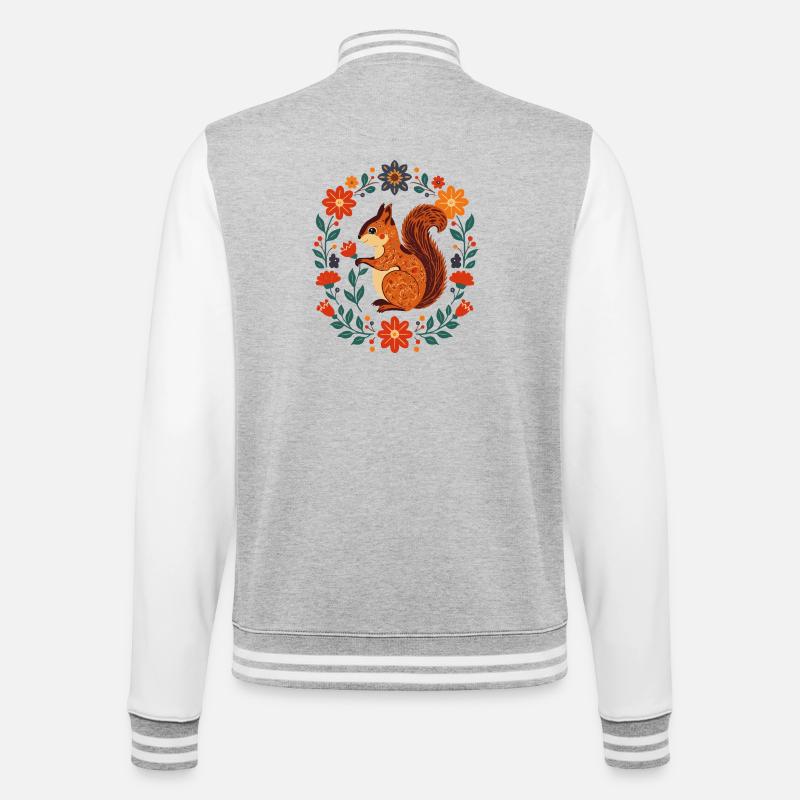 Écureuil à couronne de fleurs - Veste Teddy - gris chiné / blanc