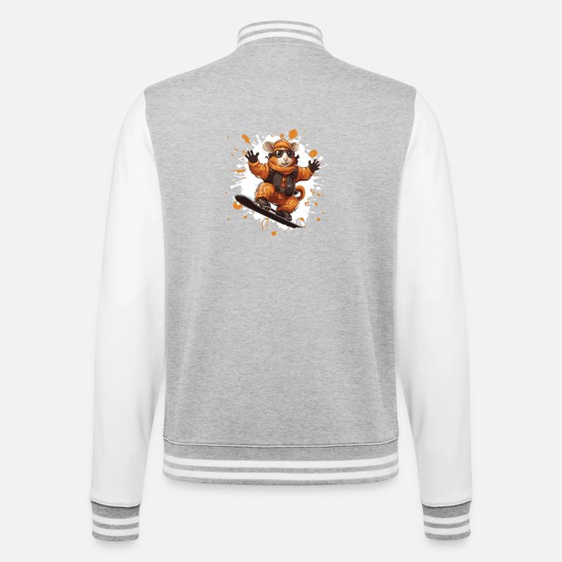 Hamster Snowboard - College-Sweatjacke - Grau meliert/Weiß