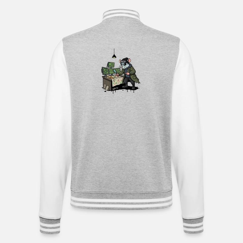 Hacker Rat Detective Deep-State Tracking - College Sweat Jacket - heather grey/white