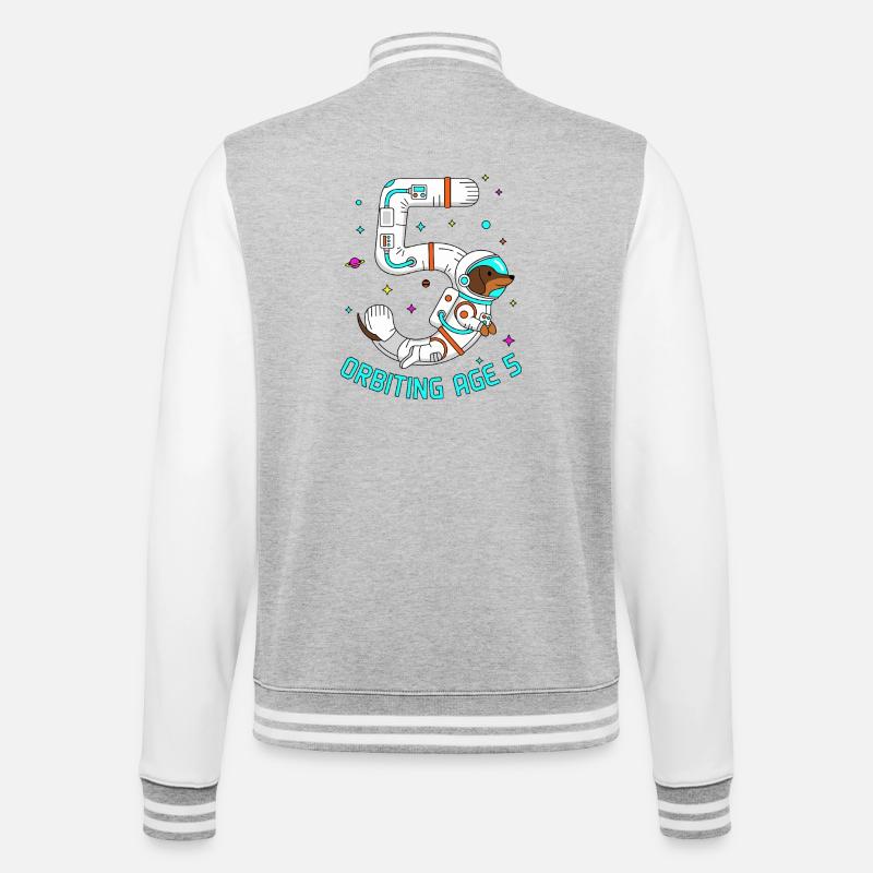 Orbiting Age 5 Dackel Weltraum - College-Sweatjacke - Grau meliert/Weiß
