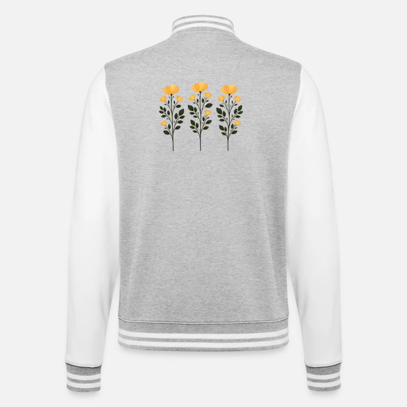 Trois Branches de Fleurs Dorées - Veste Teddy - gris chiné / blanc