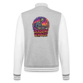 Deadline Missed Zombie on PC - College Sweat Jacket - heather grey/white - Back - Marisol (170cm)