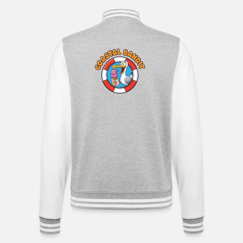 Küstenbandit Möwe Stiehlt Eis - College-Sweatjacke - Grau meliert/Weiß