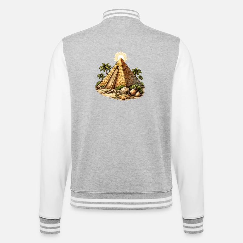 Pyramide Tempel - College-Sweatjacke - Grau meliert/Weiß