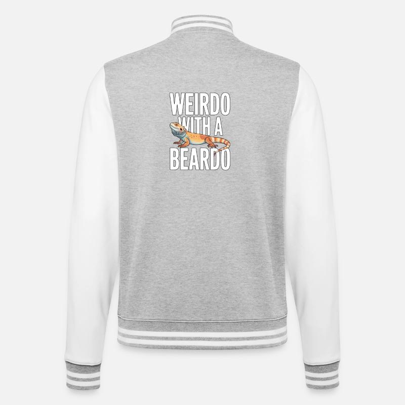 Weirdo With A Beardo - College Sweat Jacket - heather grey/white