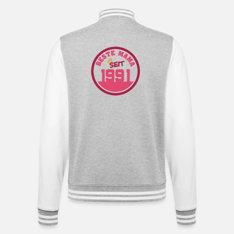 1991 - College-Sweatjacke - Grau meliert/Weiß